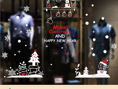 Decal dán kính trang trí Noel loại không keo XMAS-XDC-07A